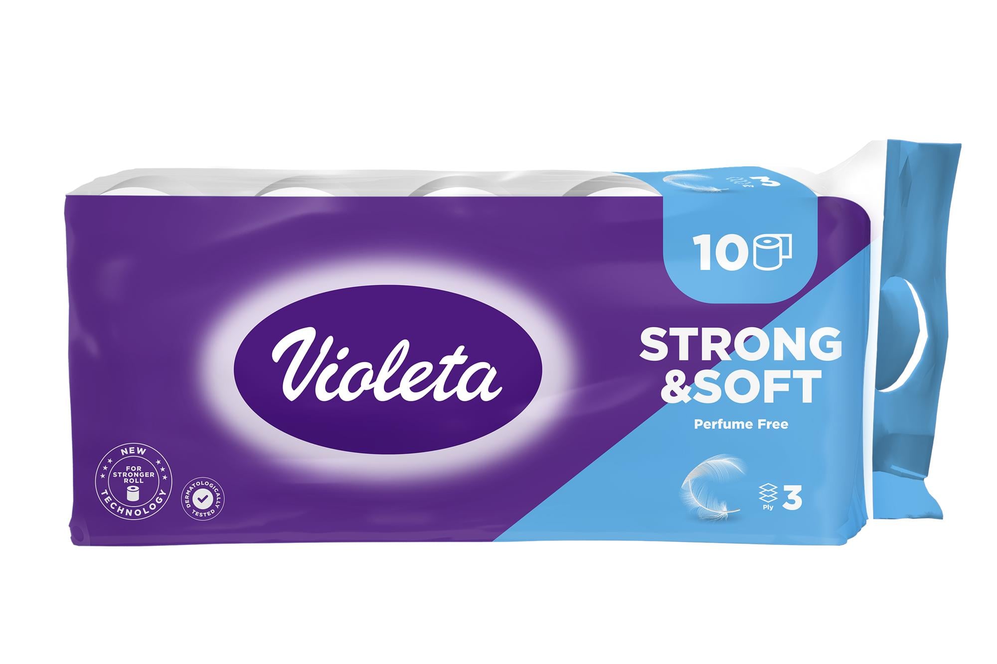 VIOLETA Strong & Soft toalettpapír, 3 rétegű 10 db – illatmentes