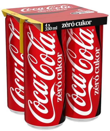 Coca-Cola Zero colaízű energiamentes szénsavas üdítőital édesítőszerekkel 4 x 330 ml