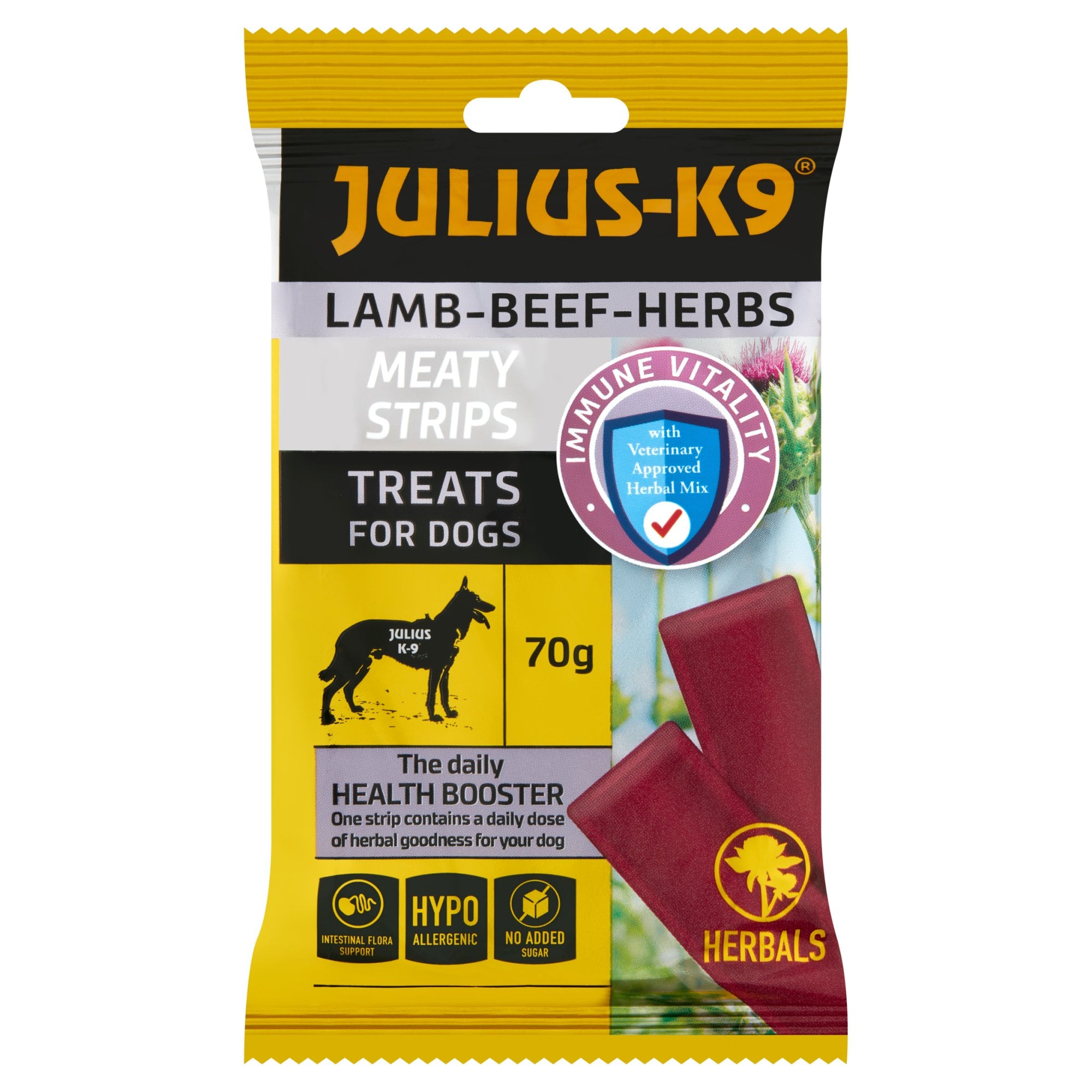 Julius-K9 Meaty Strips bárányhúsos és gyógynövényes húslapok kutyáknak