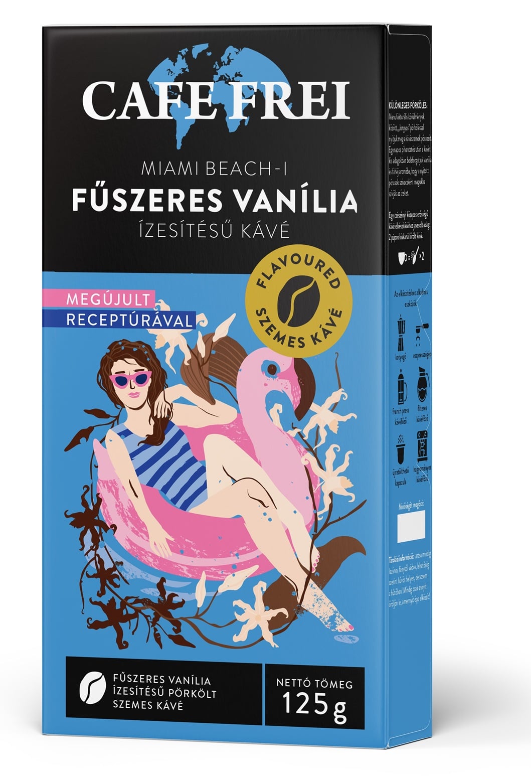 Cafe Frei Miami beach-i vanília szemes kávé fahéjas ízesítéssel