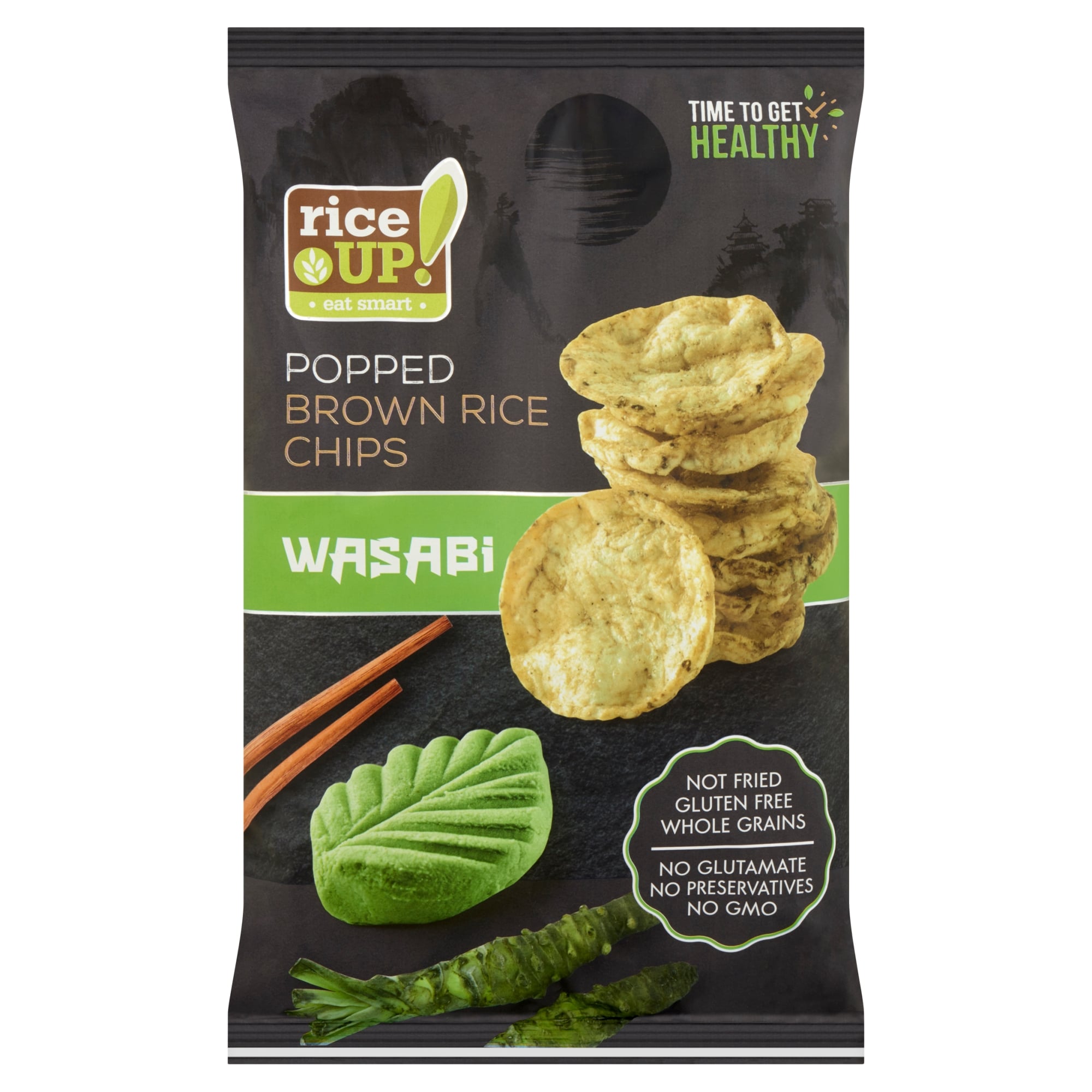 RiceUp! Eat Smart teljes kiőrlésű barna rizs chips wasabi ízesítéssel