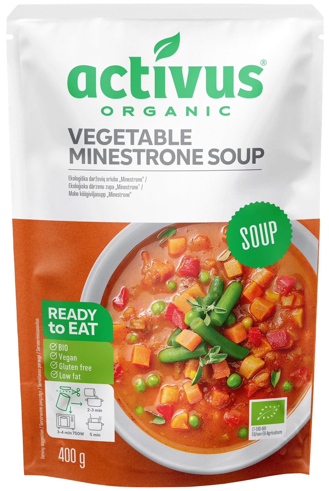 Activus BIO Vegán zöldséges minestrone leves