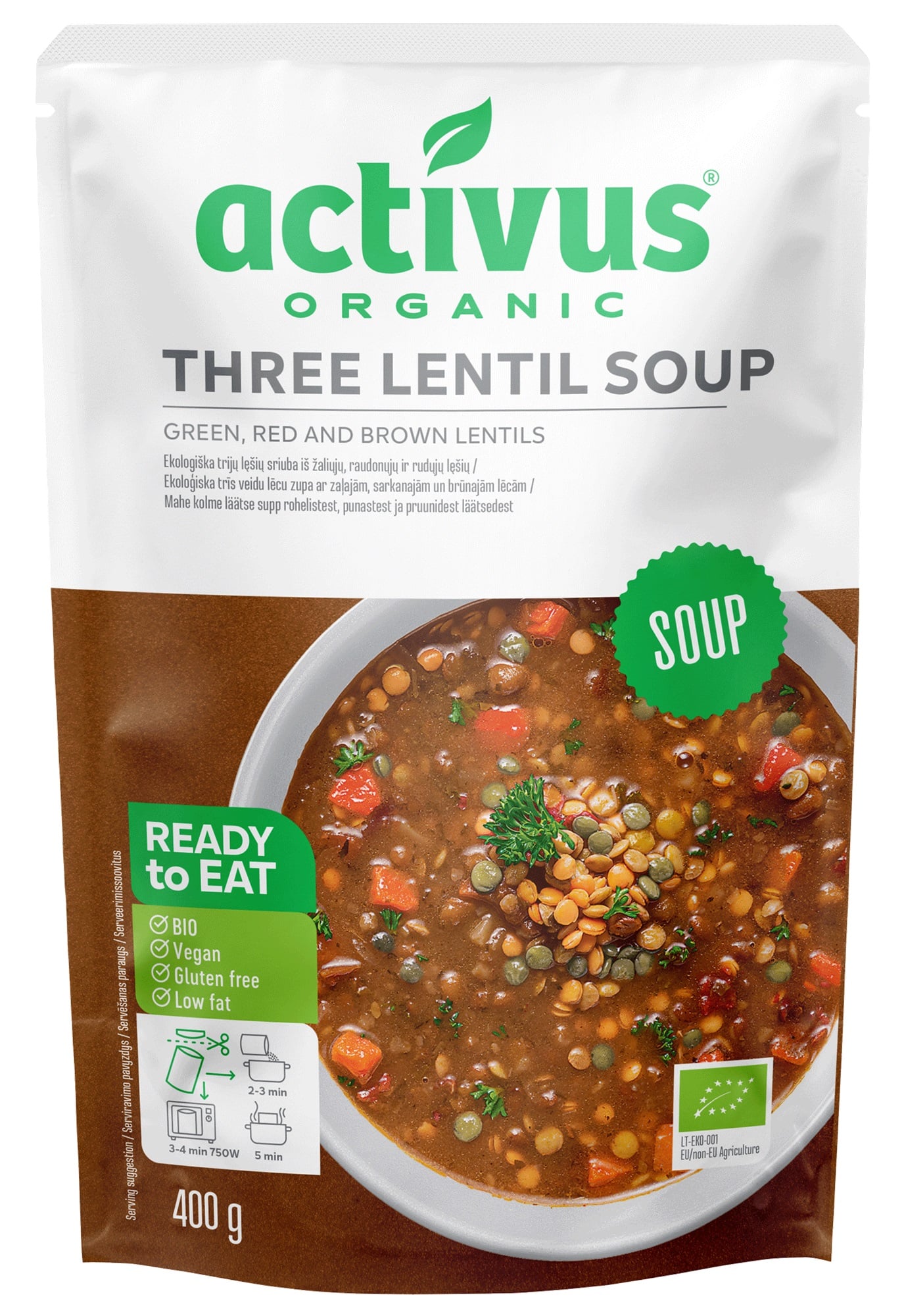 Activus BIO Vegán 3-féle lencse krémleves