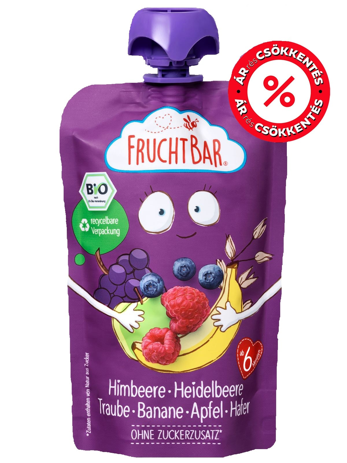 Fruchtbar BIO Málna-Áfonya-Szőlő-Banán-Zab 6 hónapos kortól