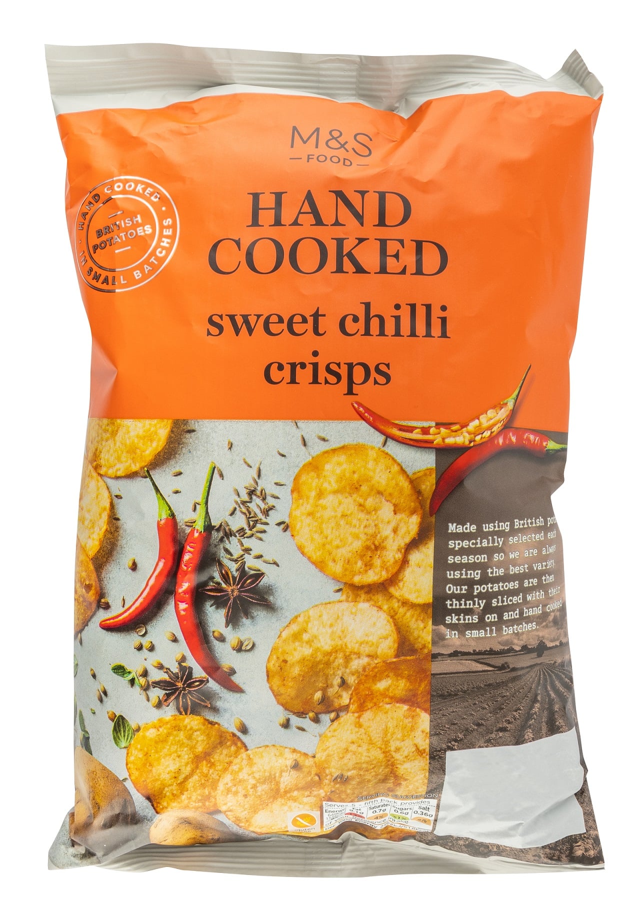 Marks & Spencer Sült burgonya chips édes chili ízesítéssel