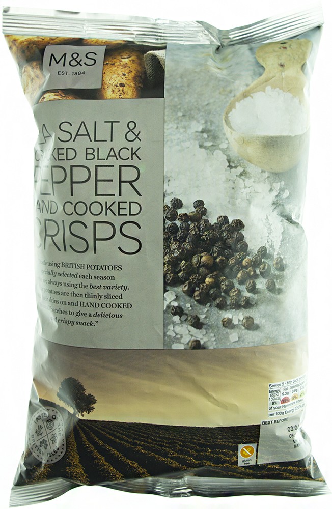 Marks & Spencer Burgonya chips fekete borssal és tengeri sóval