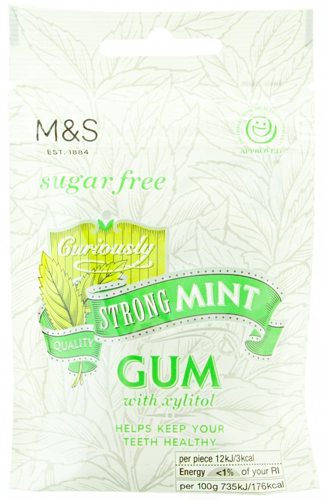 Marks & Spencer Cukormentes extra erős menta ízű rágógumi, édesítőszerrel