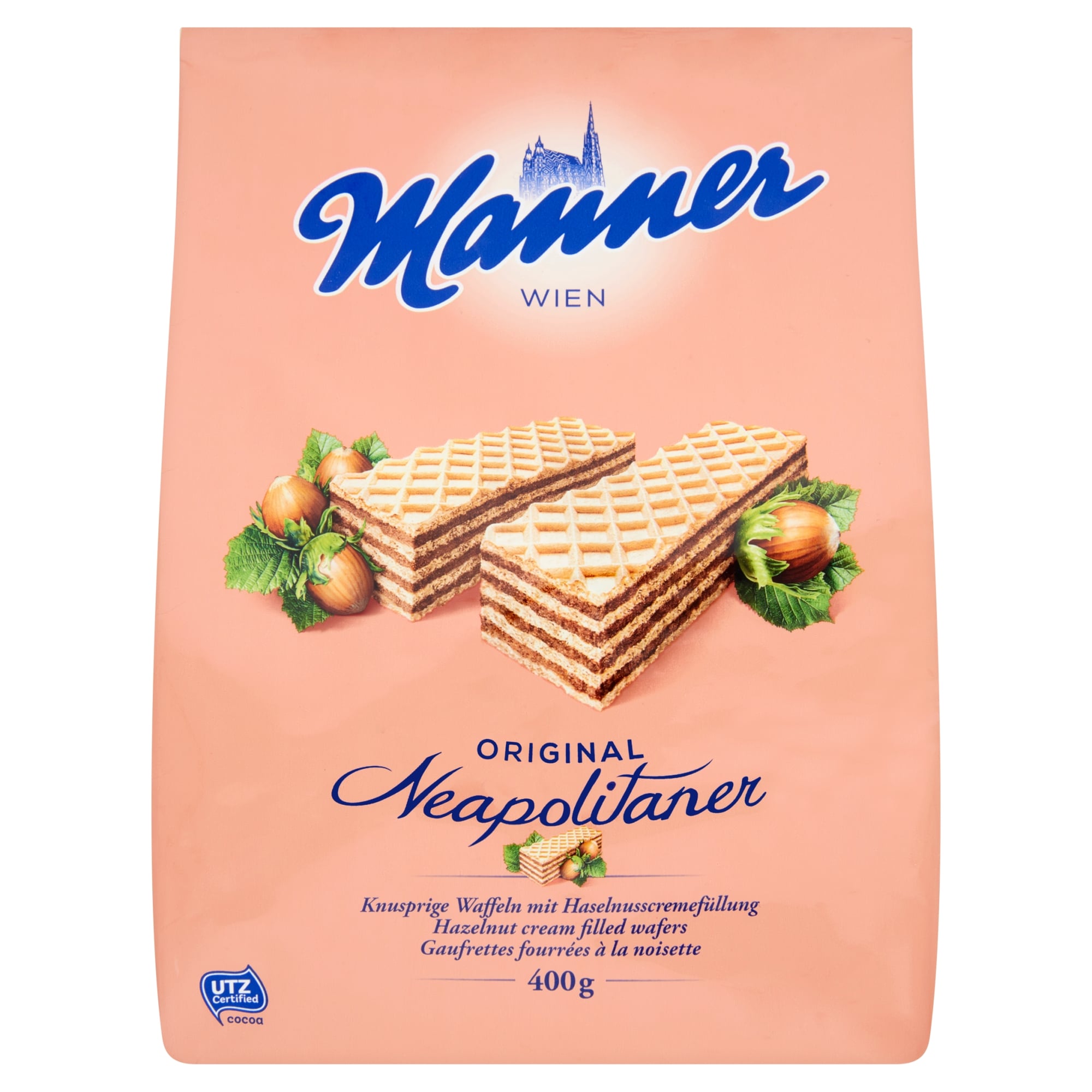 Manner mogyorókrémmel töltött ropogós ostyaszeletek