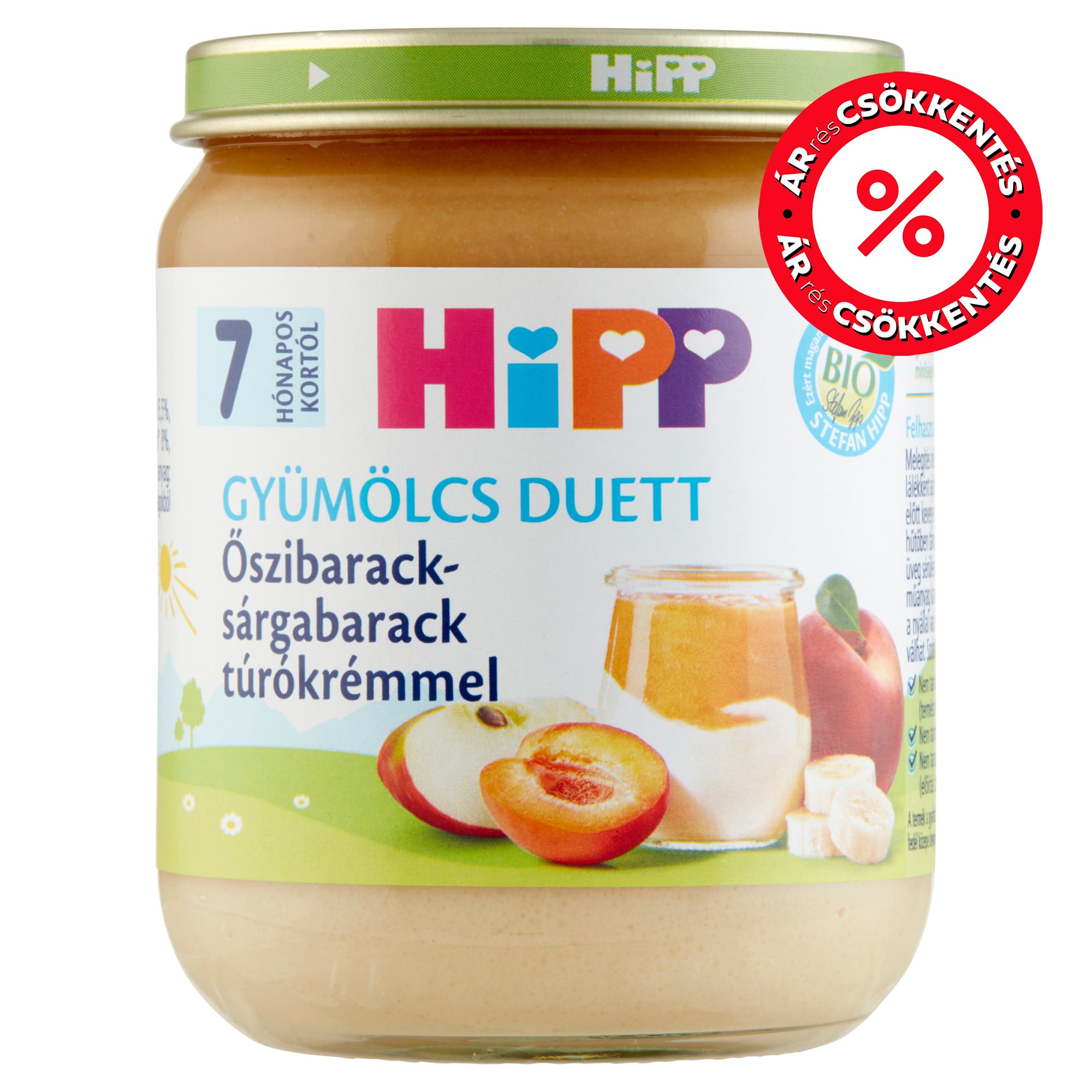 Hipp BIO Őszibarack-sárgabarack túrókrémmel 7 hónapos kortól