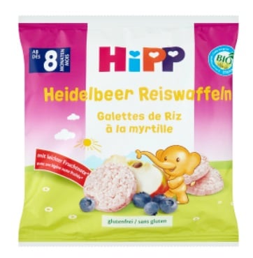 Hipp BIO Almás-Áfonyás rizskorong 8 hónapos kortól