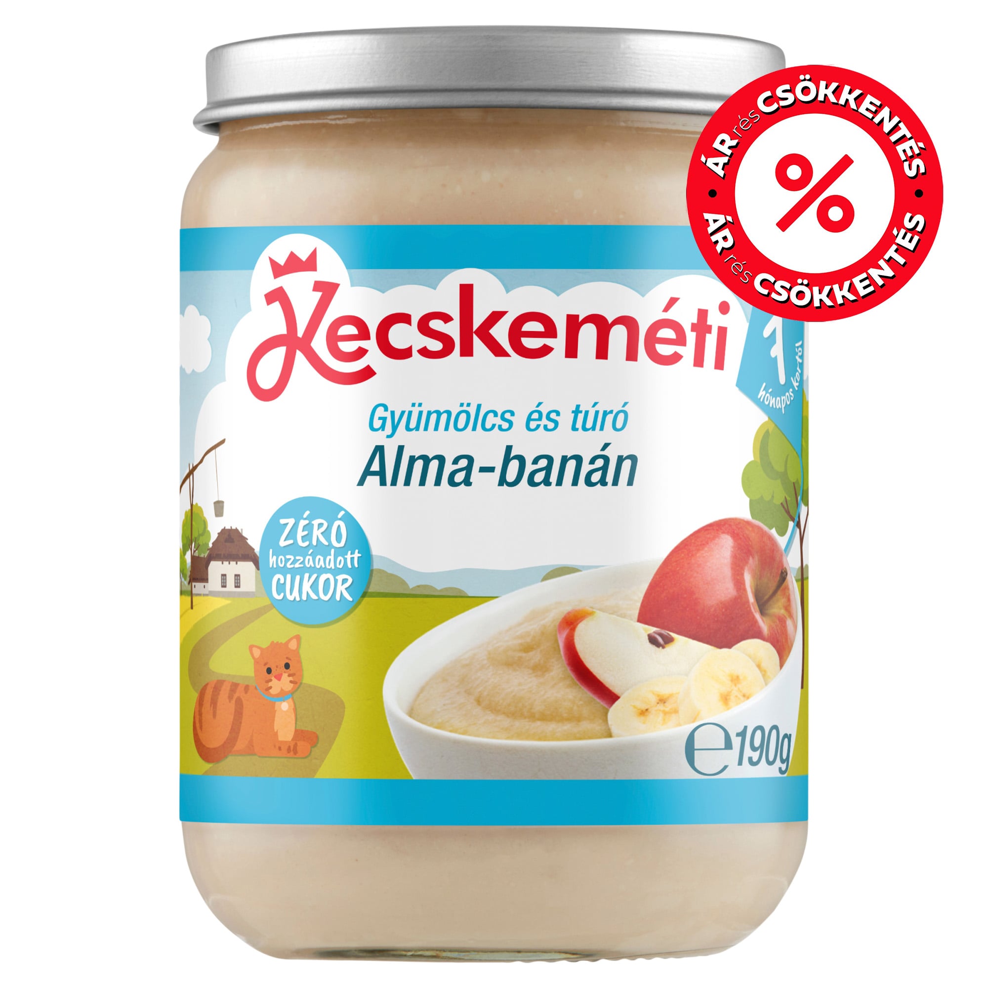 Kecskeméti Alma-Banán túrókrémmel 7 hónapos kortól