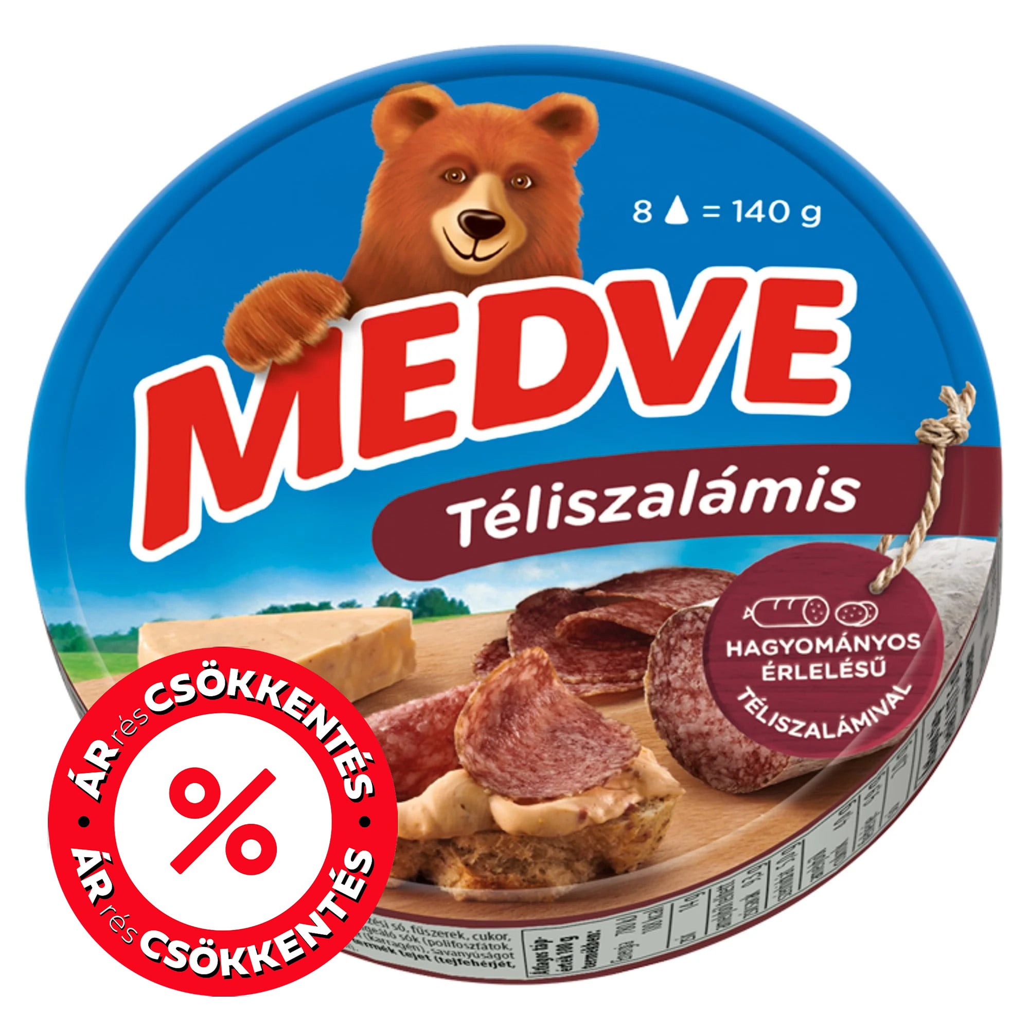 Medve Téliszalámis kenhető, félzsíros ömlesztett sajt