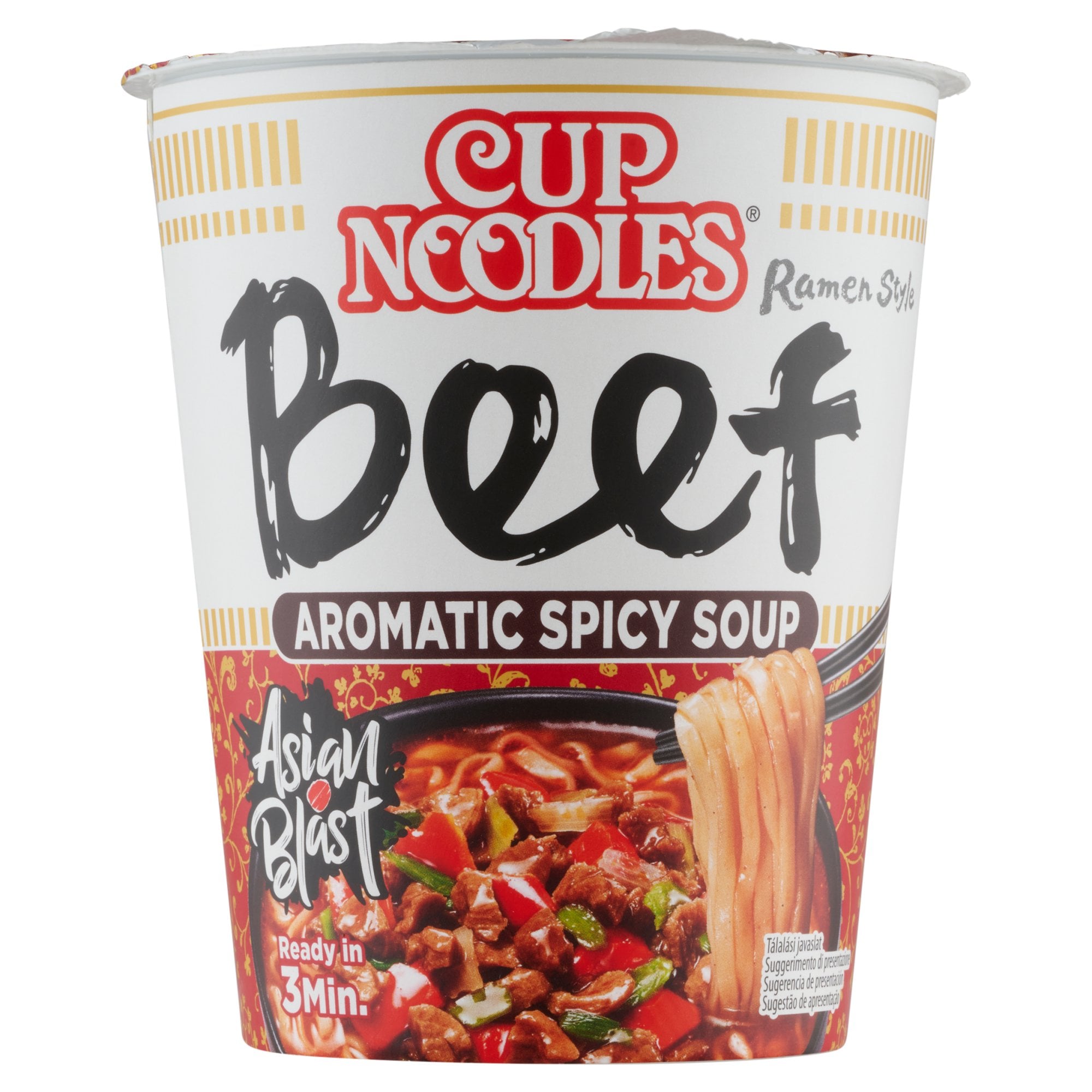 Nissin Cup Noodles instant tésztaleves marhahús ízesítéssel