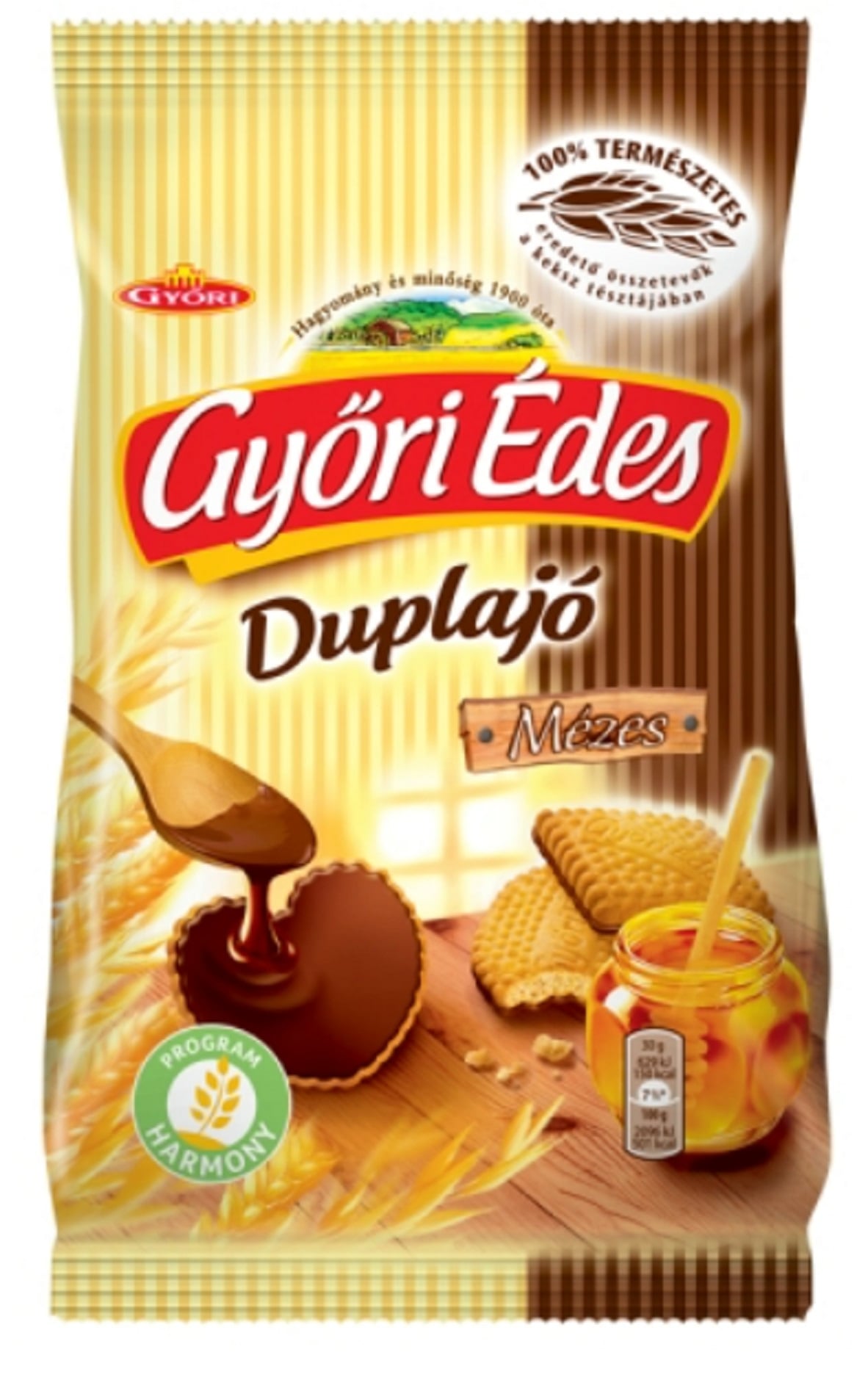 Győri Édes Duplajó kakaós bevonómasszával talpán mártott, omlós, mézes keksz
