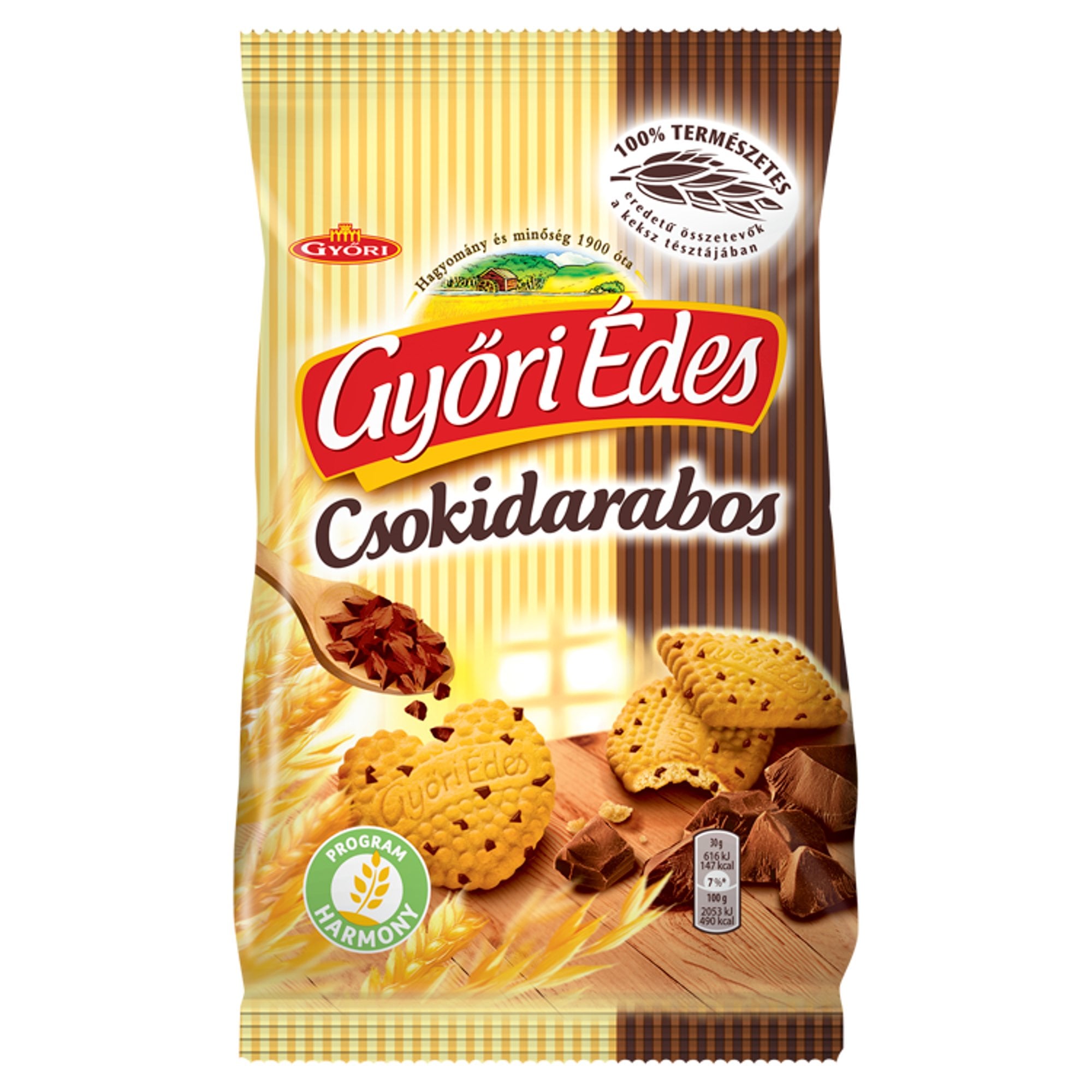Győri Édes omlós, mézes keksz csokoládédarabokkal