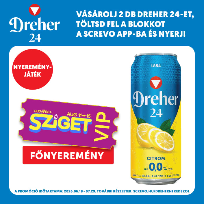 Dreher 24 citrom ízű ital és alkoholmentes világos sör keveréke