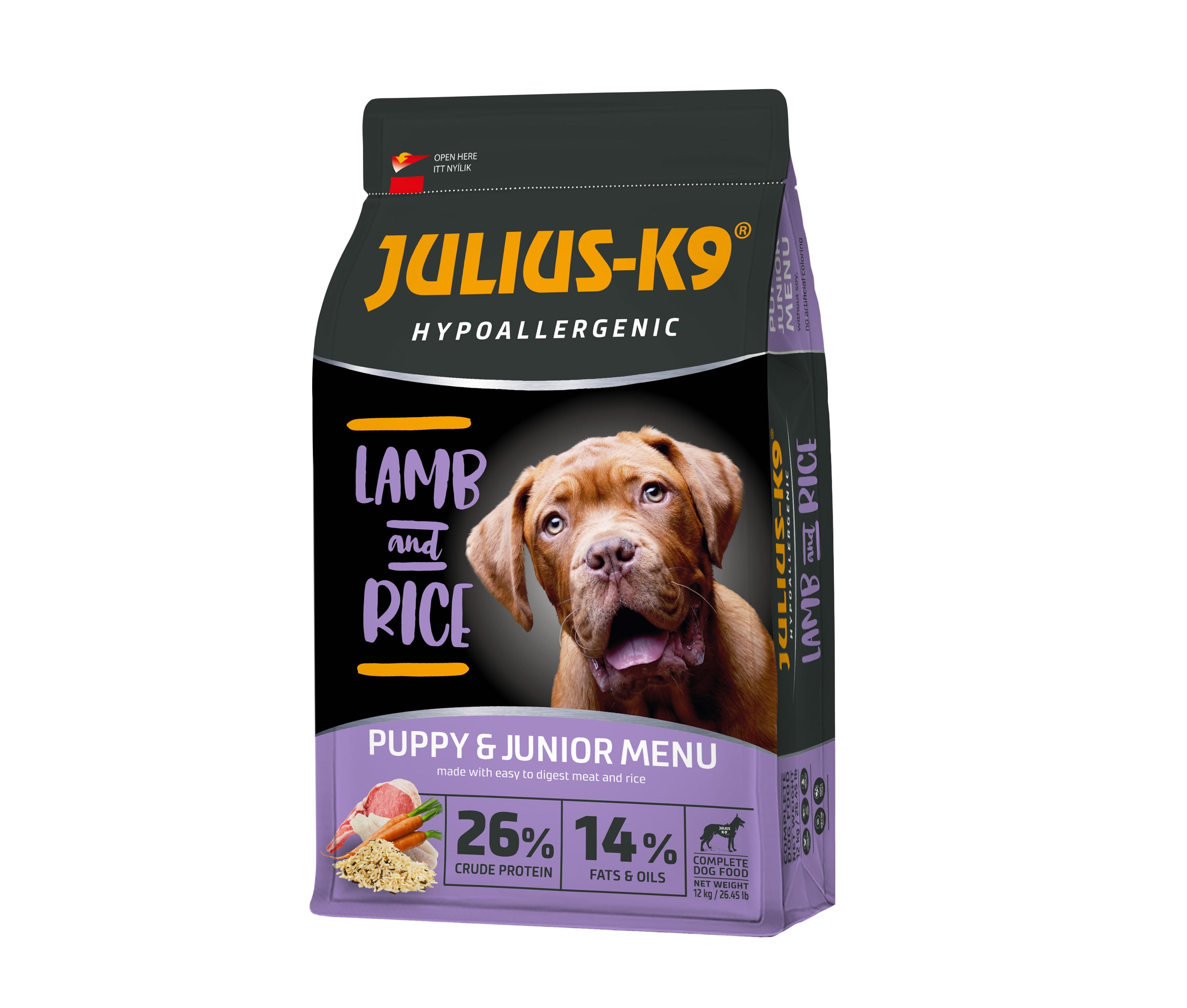 Julius-K9 HighPremium Puppy&Junior hipoallergén száraztáp kölyök kutyáknak, bárány-rizs