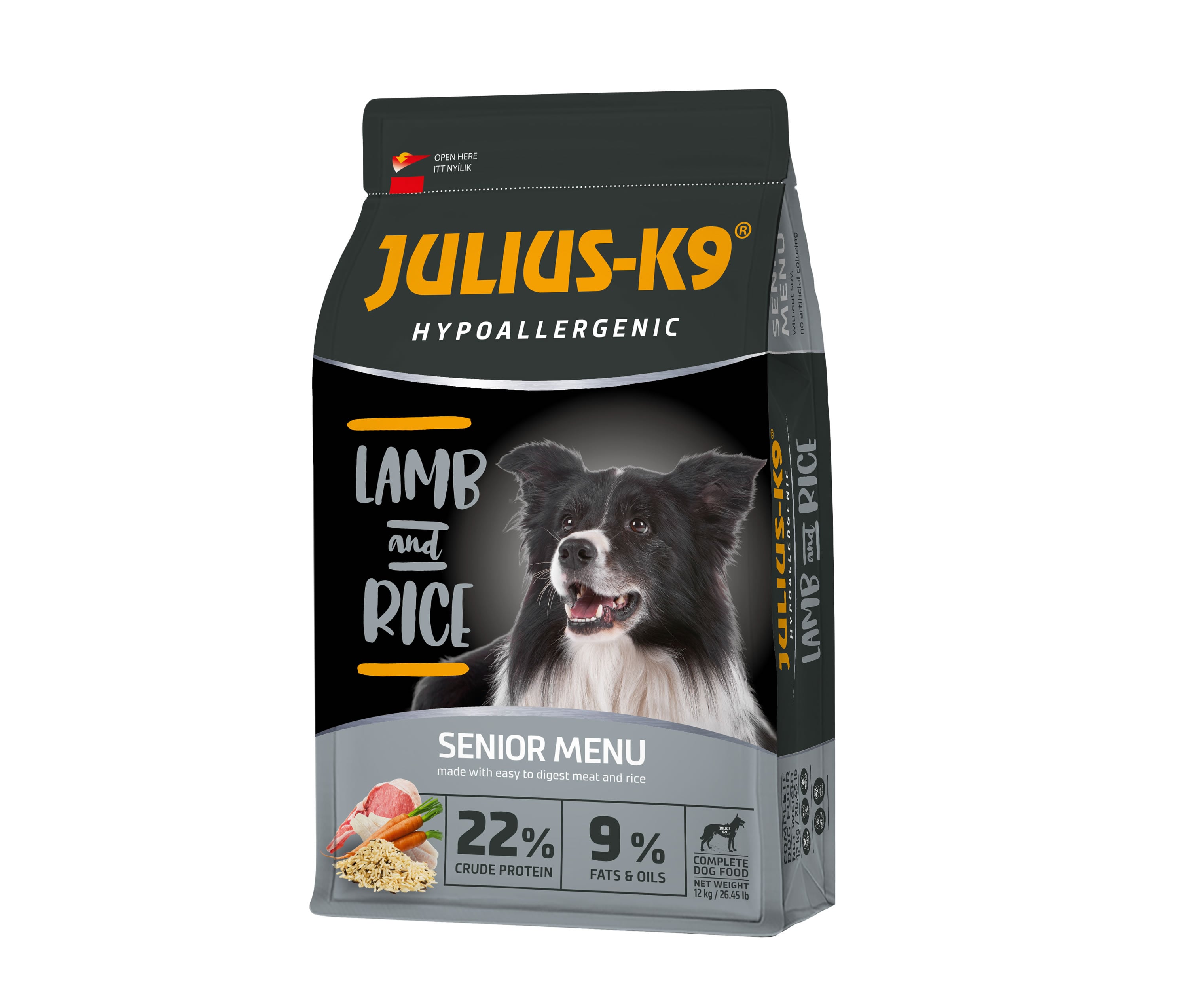 Julius-K9 HighPremium Senior/Light hipoallergén száraztáp idős kutyáknak, bárány-rizs