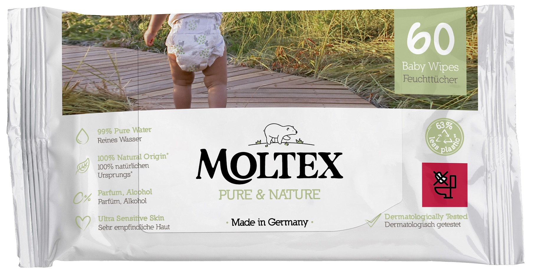 MOLTEX Pure&Nature ÖKO Lebomló Nedves Törlőkendő
