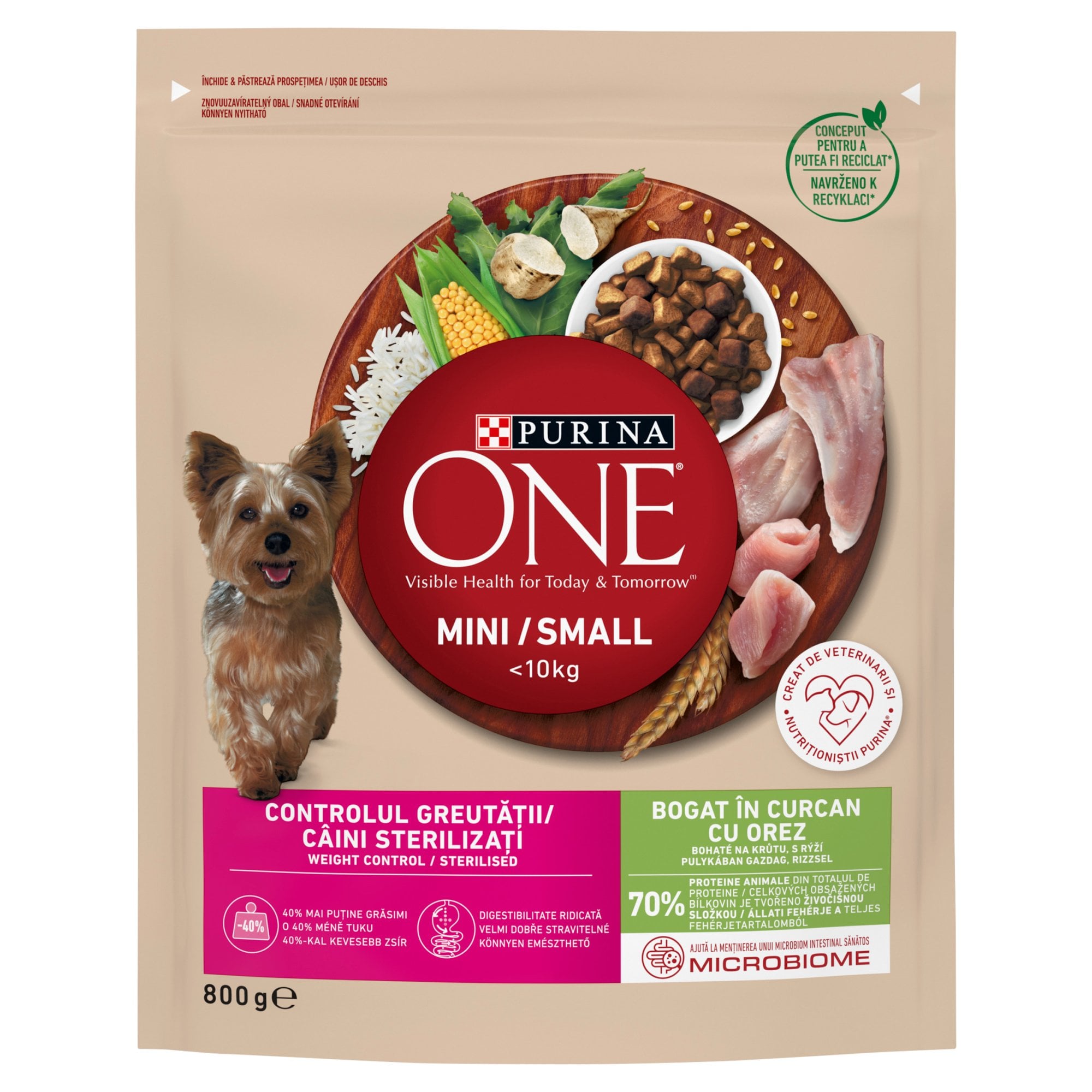 Purina One mini WEIGHT CONTROL Pulykában gazdag száraz kutyaeledel