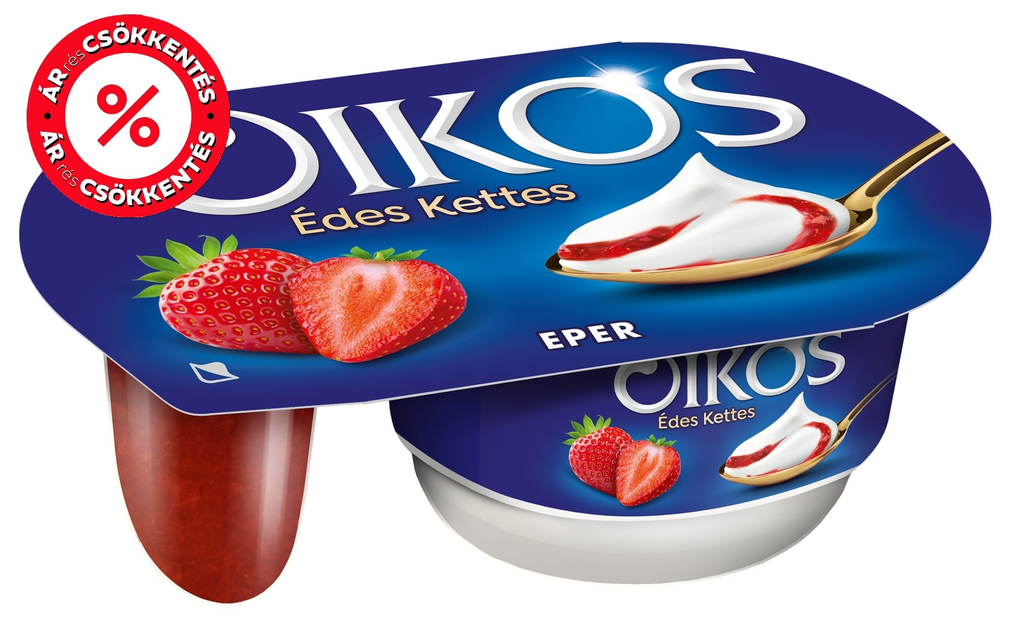 Danone Oikos Édes Kettes élőflórás édesített joghurt eperszósszal
