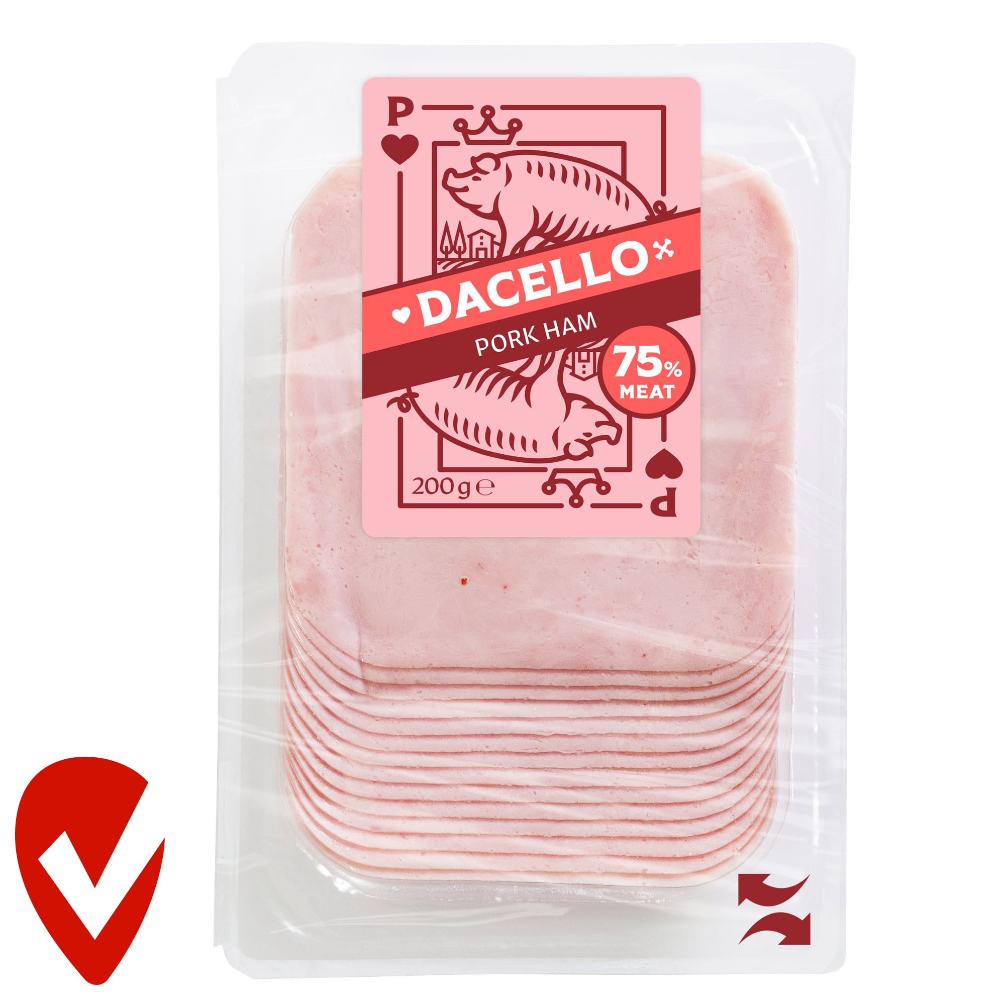Dacello sertés szendvicsfeltét, szeletelt, 75% hústartalommal