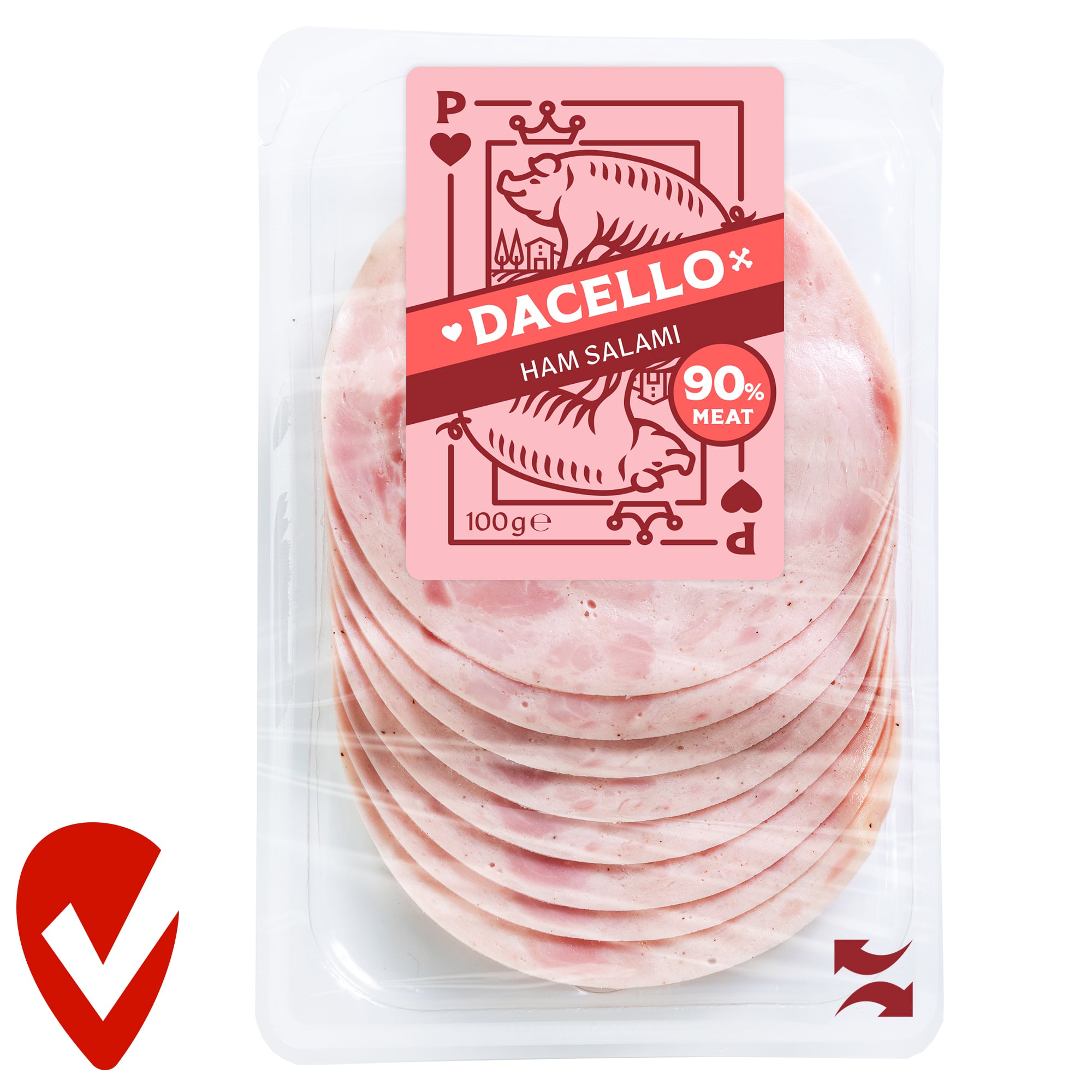 Dacello füstölt főtt sertéscomb sonka, szeletelt, 90% hústartalommal