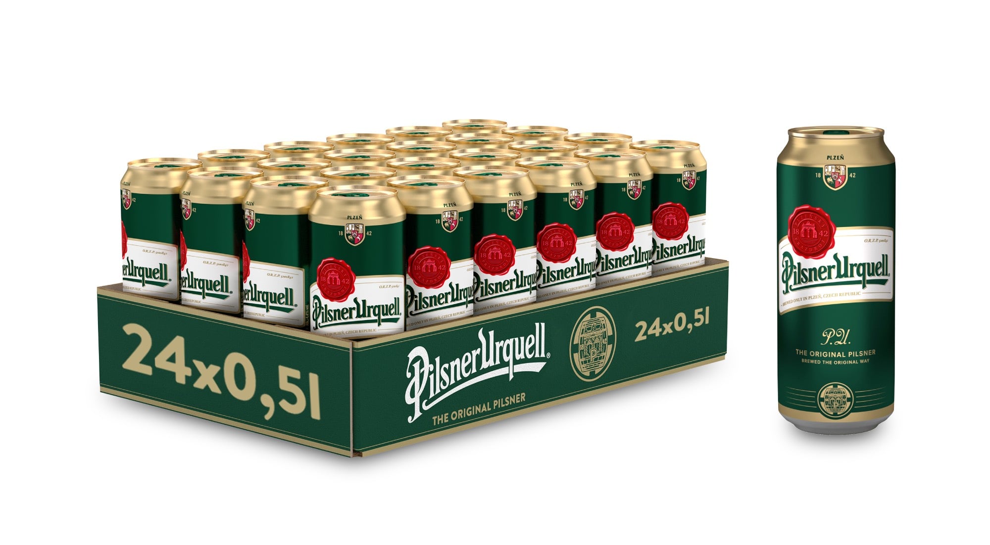Pilsner Urquell minőségi világos dobozos sör 4,4%, (24 db)