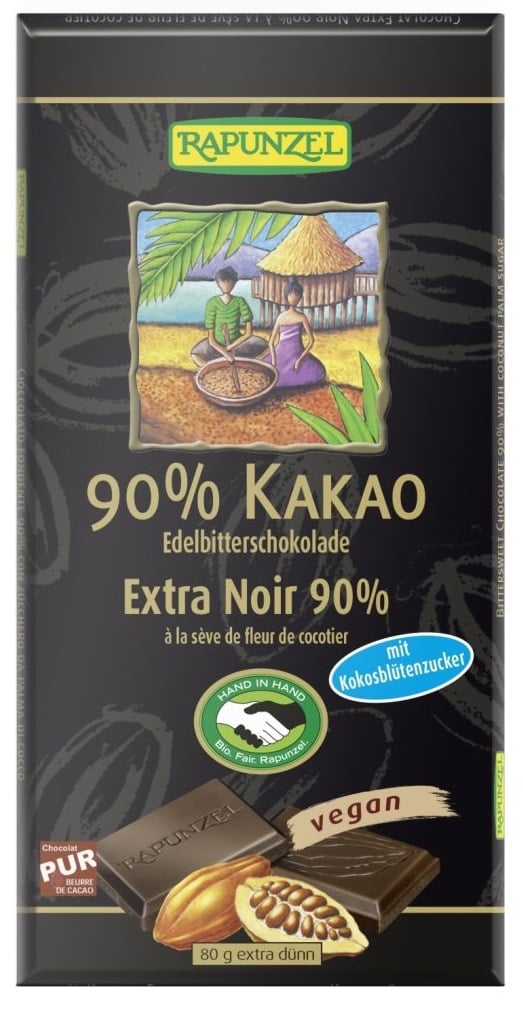 Rapunzel  BIO Keserűcsokoládé 90%-os kókuszvirágcukorral