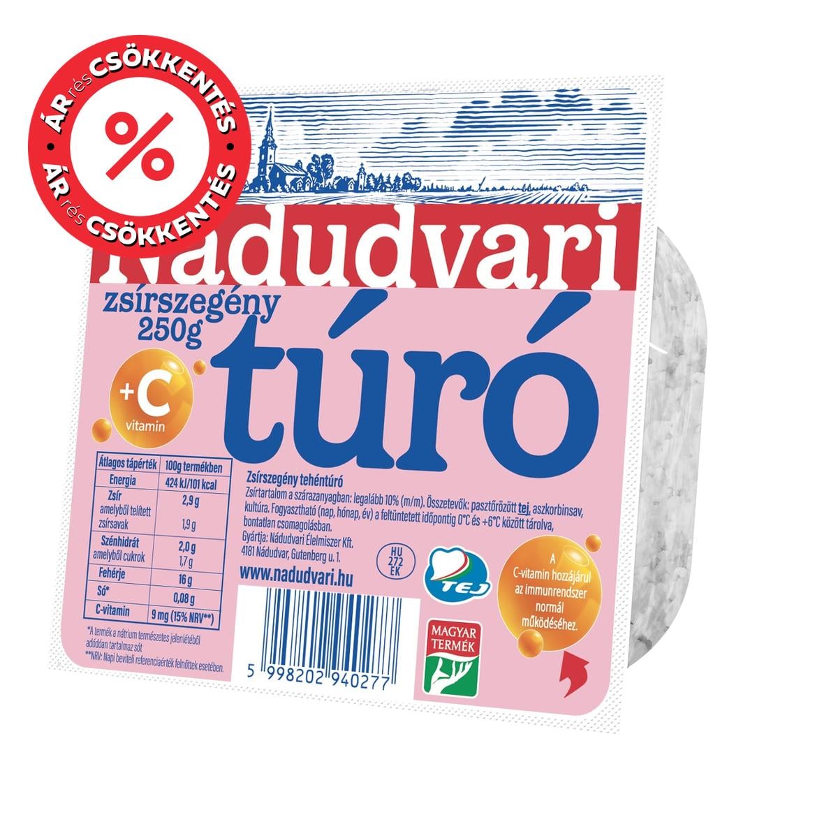Nádudvari zsírszegény tehéntúró C-vitaminnal