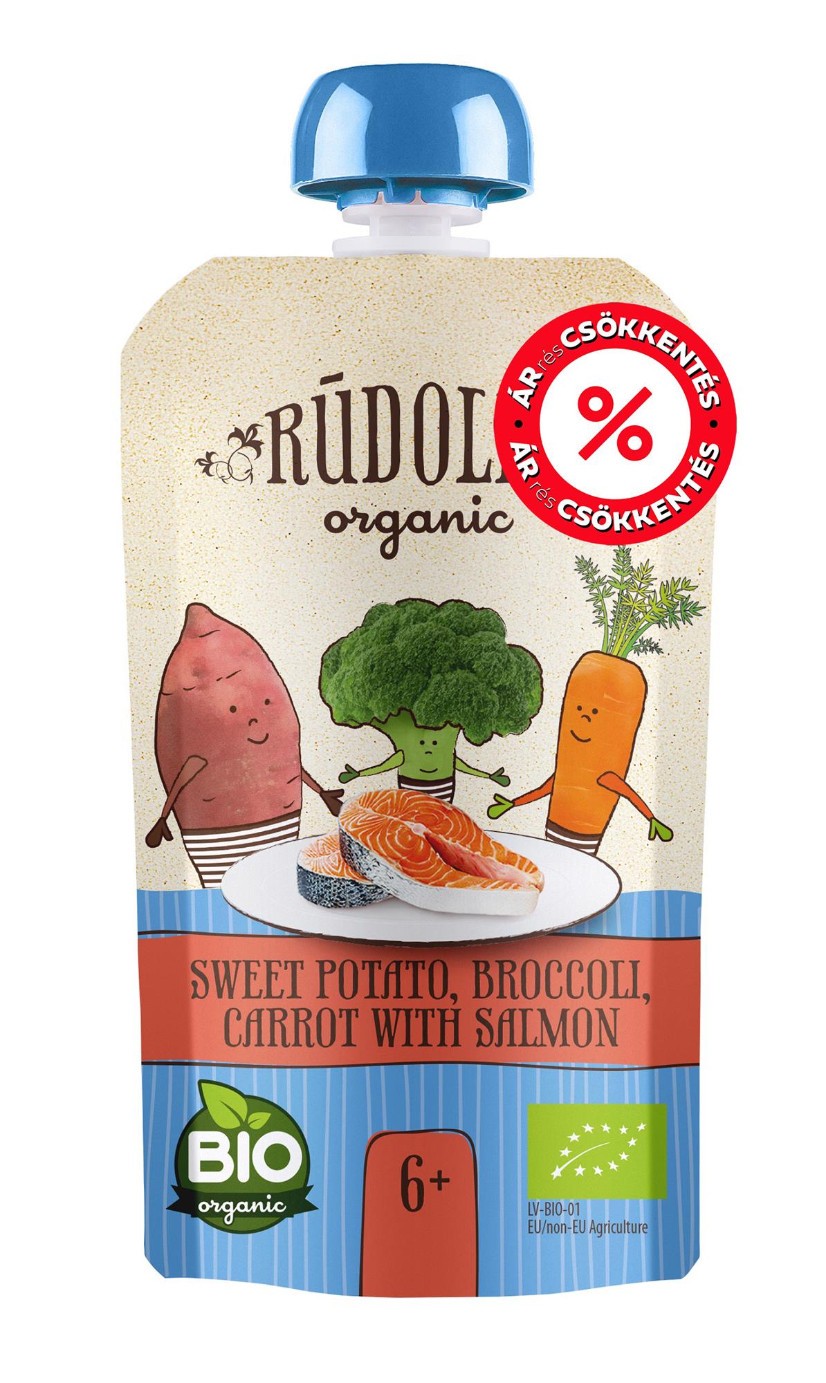 RUDOLFS ORGANIC Édesburgonya, brokkoli, répa lazaccal BIO 6 hónapos kortól