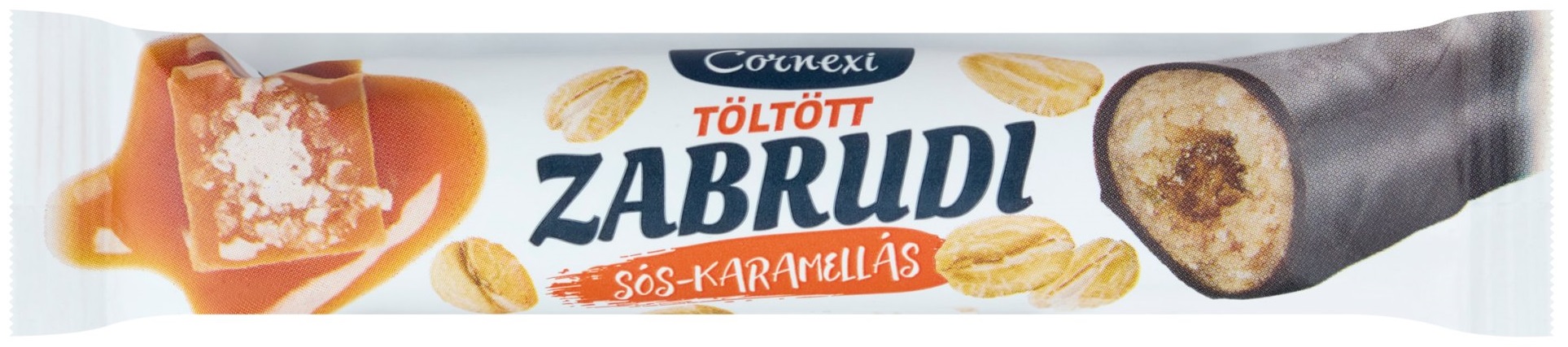 Cornexi zabrudi - sós- karamellás töltelékkel töltött zabrúd, kakaós bevonattal