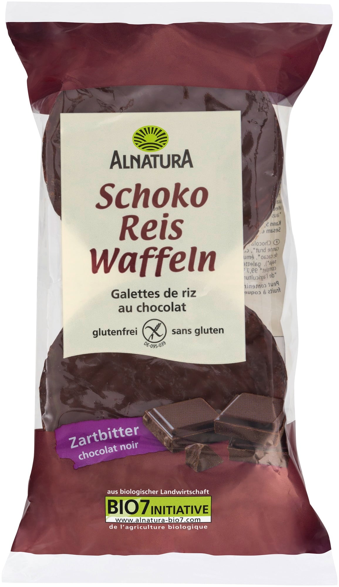 Alnatura BIO Étcsokoládéval részben mártott puffasztott rizstallér