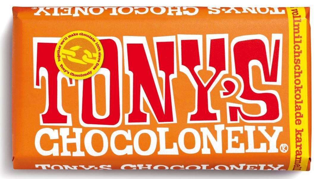 Tony's Chocolonely tejcsokoládé karamellel és tengeri sóval 32%