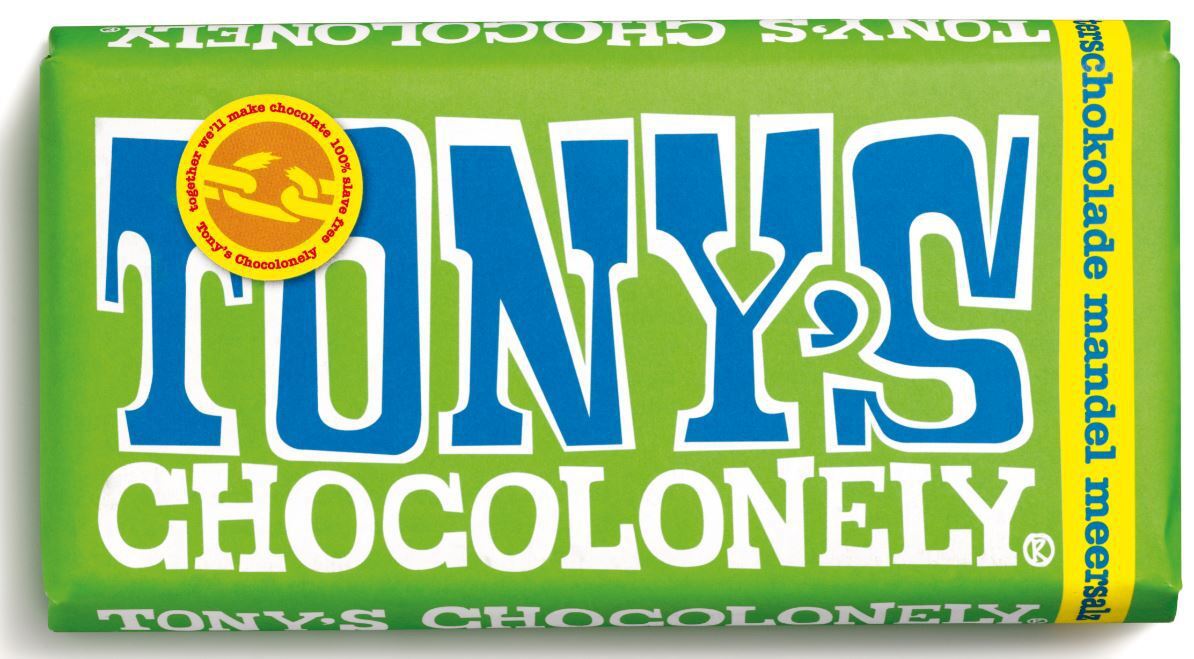 Tony's Chocolonely étcsokoládé mandulával és tengeri sóval 51%
