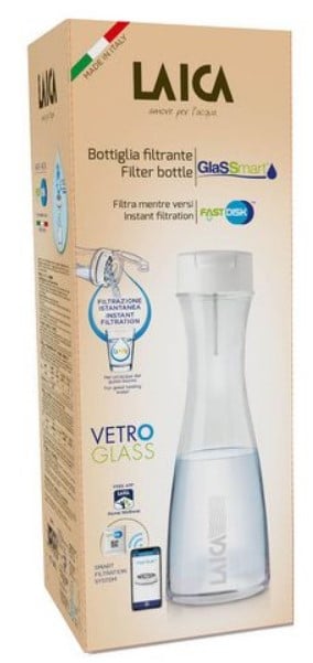 LAICA GlasSmart 1,1 literes üveg vízszűrő palack 1 db szűrő disk-kel
