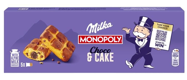 Milka Cake & Choc piskóta alpesi tejcsokoládé darabkákkal és csokoládés töltelékkel 5 db