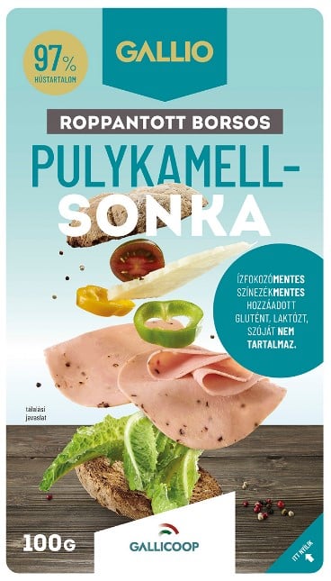 Gallio pulykamell sonka roppantott borsos, 97% hústartalommal