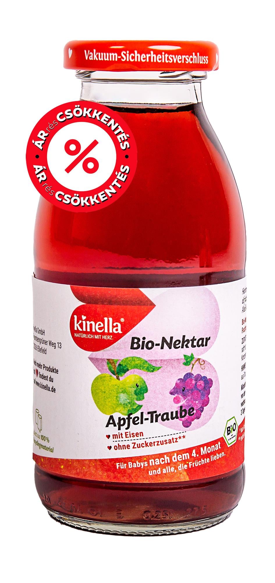 Kinella bio alma-pirosszőlő nektár babaital 4 hónapos kortól