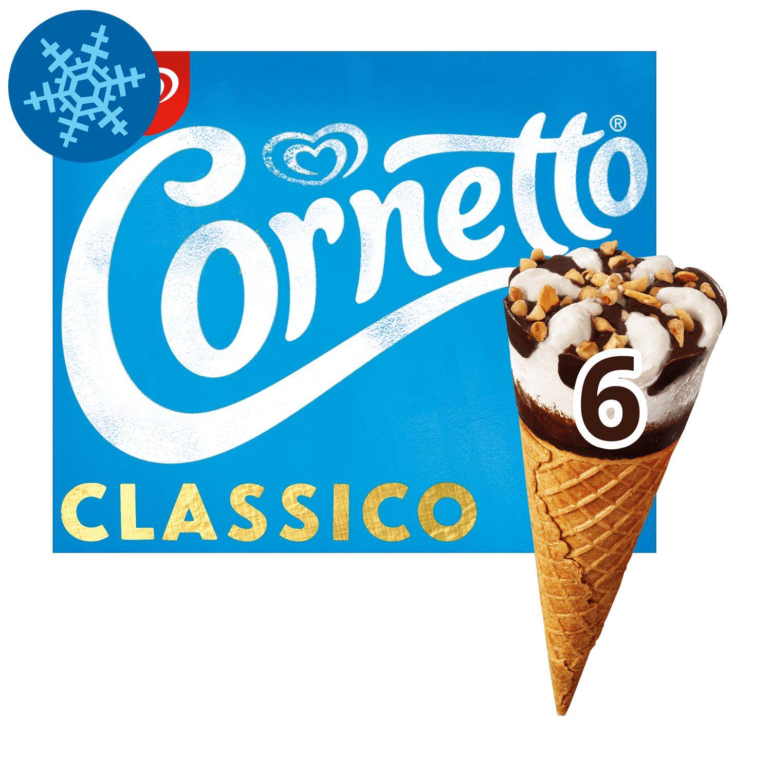 CORNETTO Multipack Tölcséres Jégkrém Classico Vanília 6x90ml