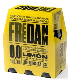 Estrella Free Damm Lemon gluténmentes, alkoholmentes, citromos ízesítésű spanyol sörmix cukrokkal és édesítőszerekkel alk.0,0% vol