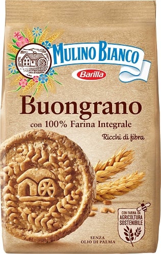 Mulino Bianco buongrano - teljes kiőrlésű omlós keksz nádcukorral és teljes kiőrlésű ropogós tönköllyel