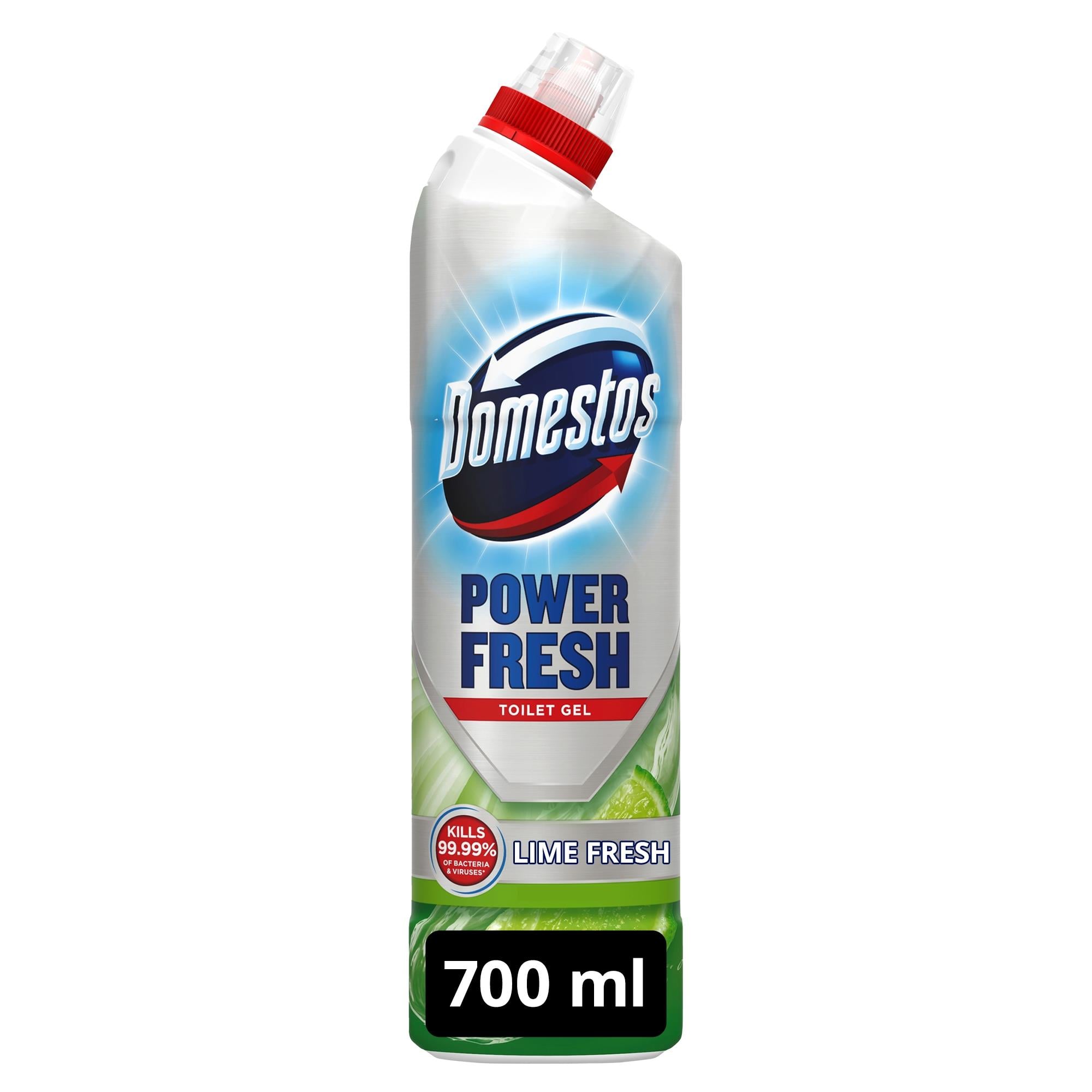 Domestos Power Fresh WC tisztító gél vízkő lerakódás ellen Lime Fresh Intenzív illattal, 700ml