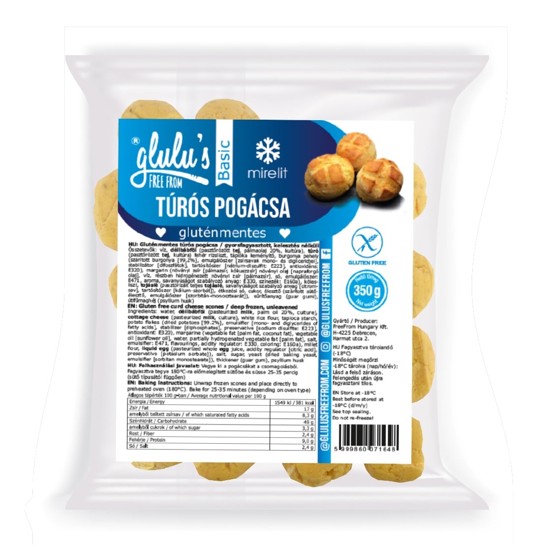 Glulu's Free From "Basic" - fagyasztott túrós pogácsa