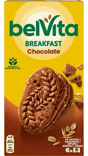 Belvita JóReggelt! kakaós, gabonás, omlós keksz csokoládédarabokkal