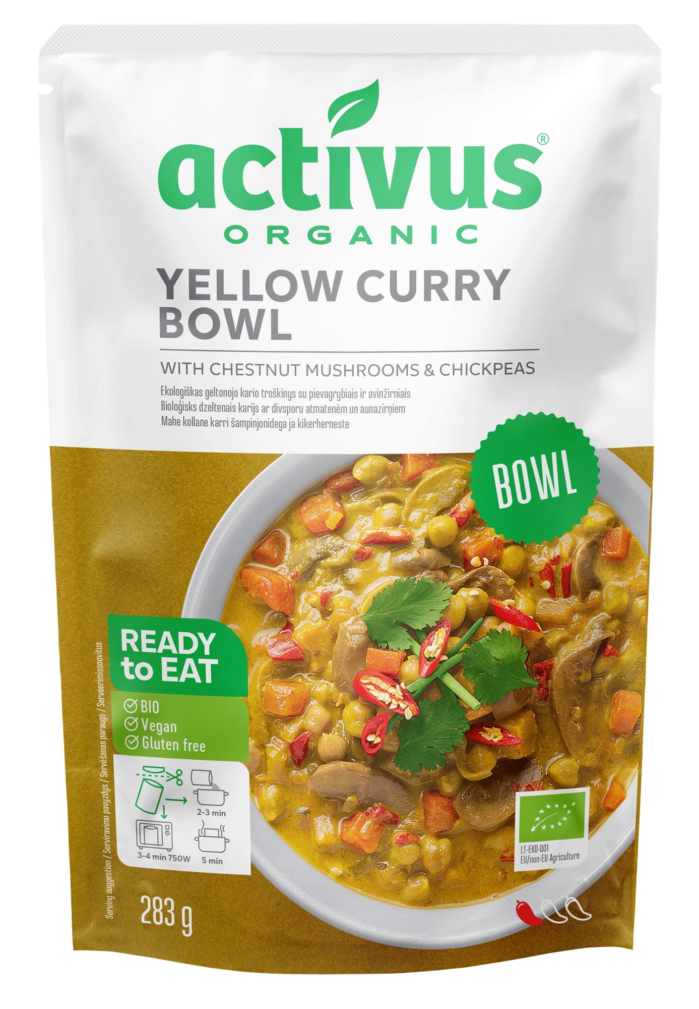 Activus BIO Sárga curry tál csiperke gombával és csicseriborsóval