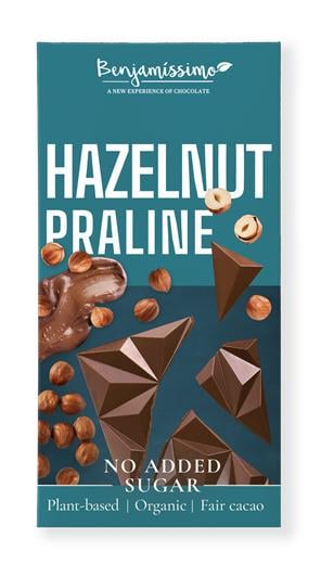 Benjamíssimo BIO Vegán hozzáadott cukor mentes csokoládé mogyorós pralinéval