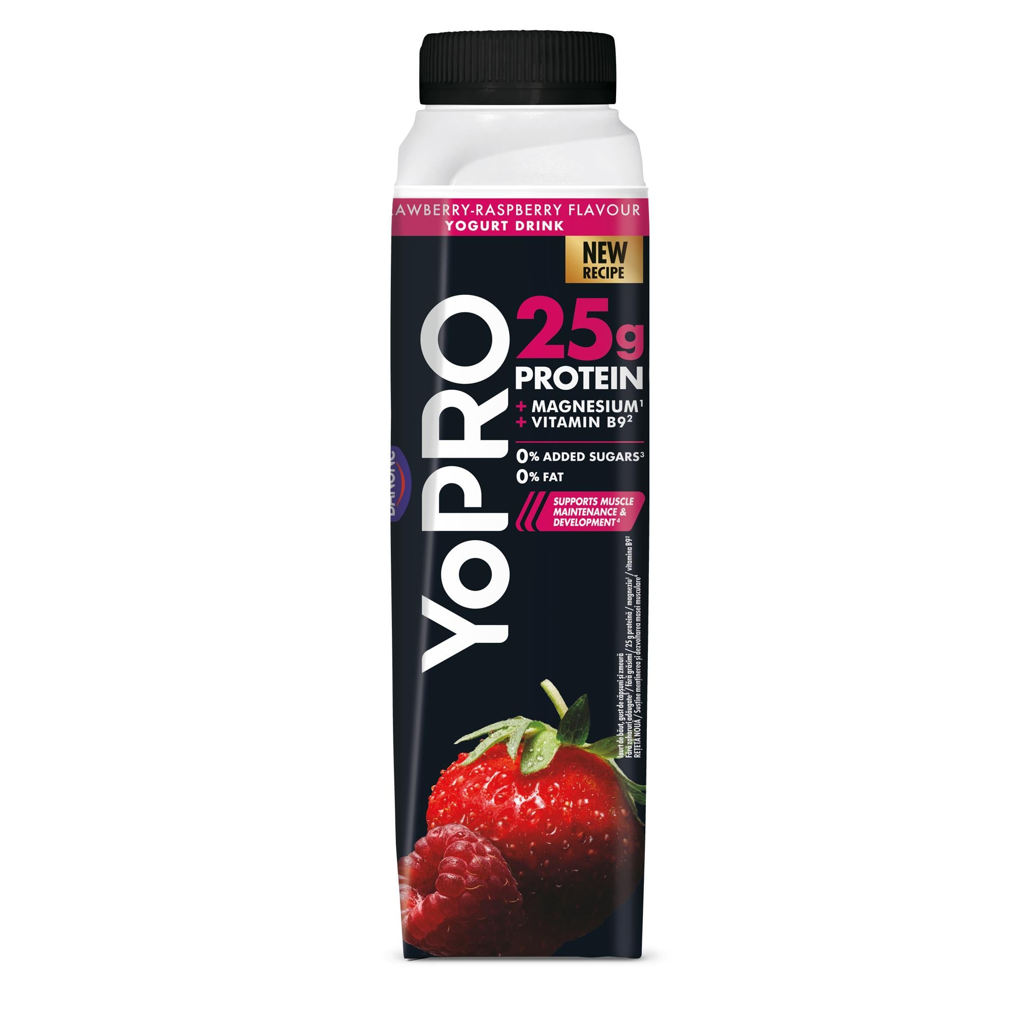 YoPRO Eper- és málnaízű sovány tejital