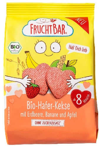 FruchtBar Bio zab keksz eper, banán 8 hónapos kortól