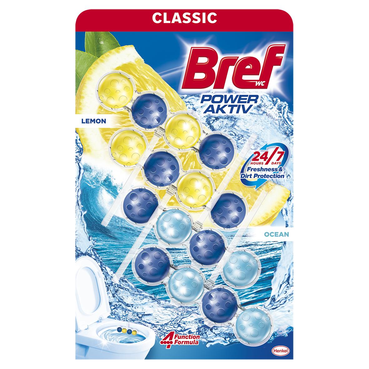 Bref Power Aktiv Lemon Ocean toalett frissítő 4x50g